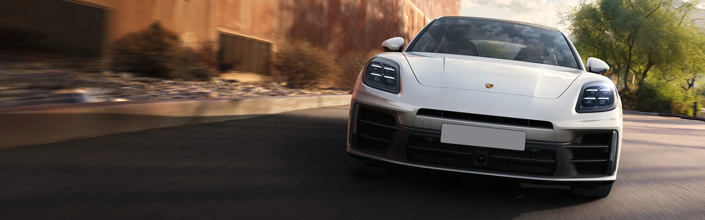 front view of a white 2026 Porsche Panamera 4 E-Hybrid