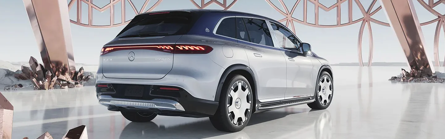 2024 Mercedes-Benz EQS SUV back side view silver