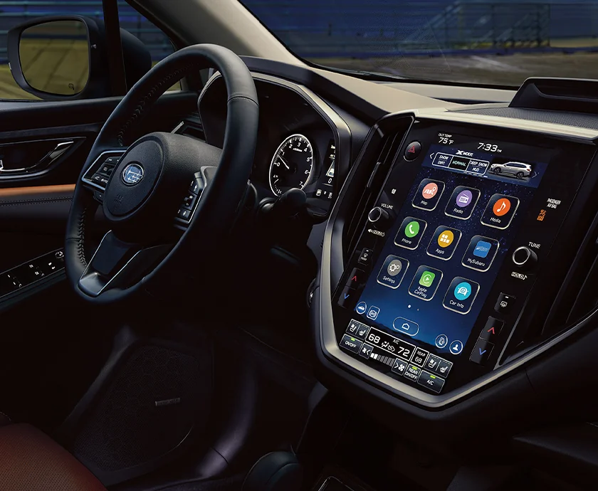 Interior view of the dashboard and tech of a 2026 Subaru Ascent
