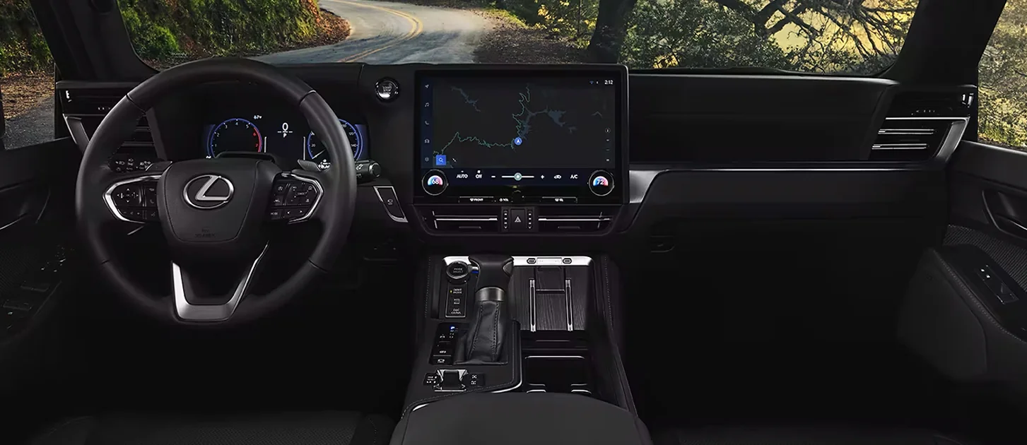 View of the dash and tech of a Lexus GX