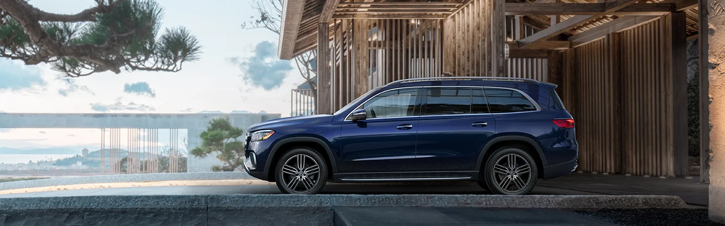 blue 2025 Mercedes-Benz GLS 450 in profile