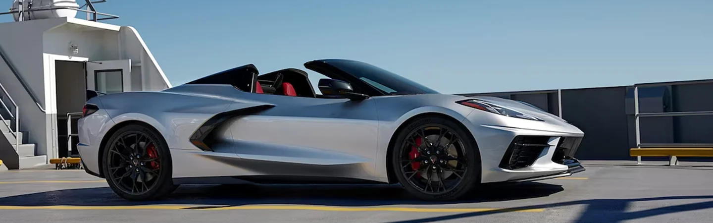 Parked gray 2024 Chevrolet Corvette Stingray on a boat