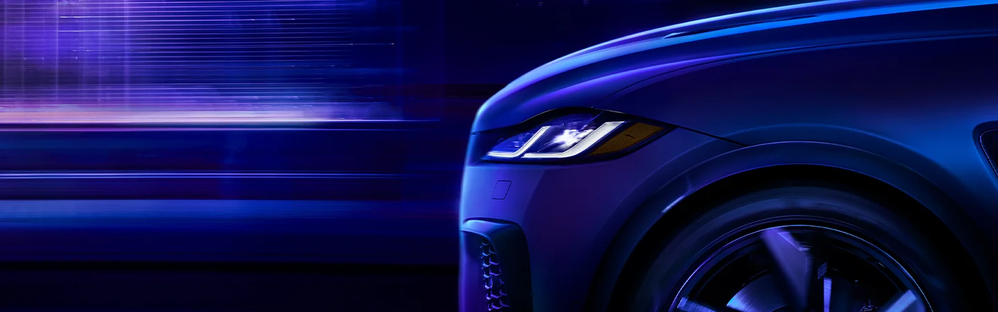 front grill lights from driver side closeup on a 2026 Jaguar F-PACE P250 R-DYNAMIC S