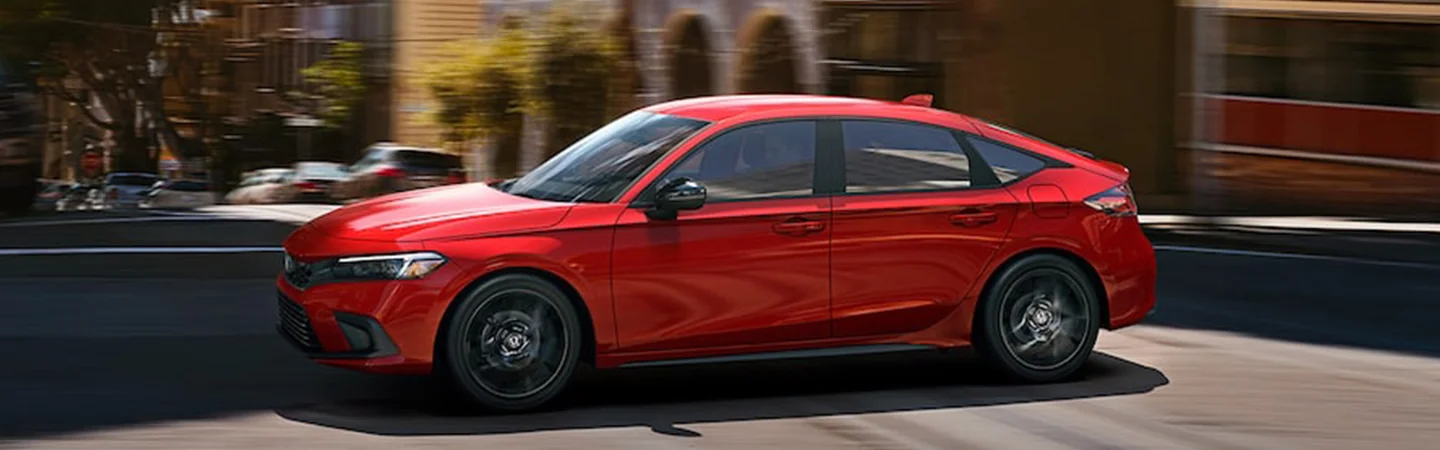 2024 Honda Civic Hatchback Specs red color side view