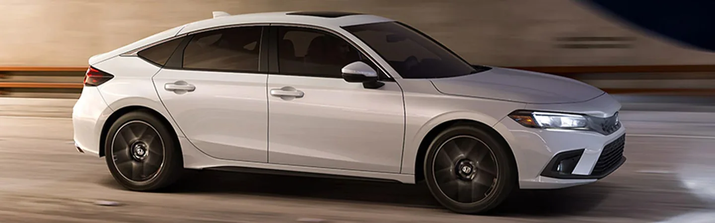 2024 Honda Civic Hatchback Specs white color side view