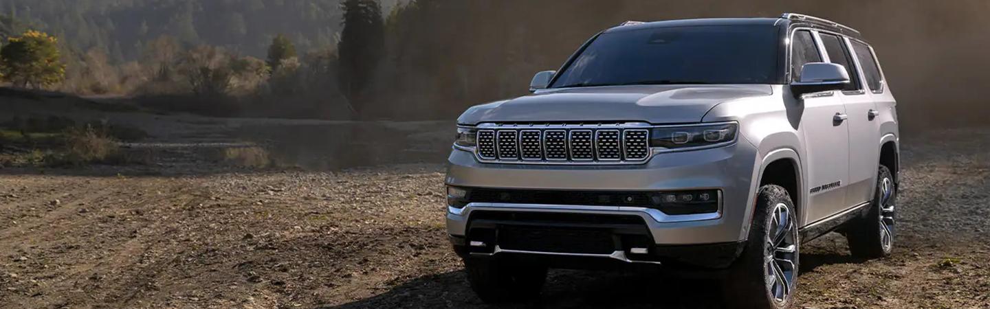Front view of silver Wagoneer