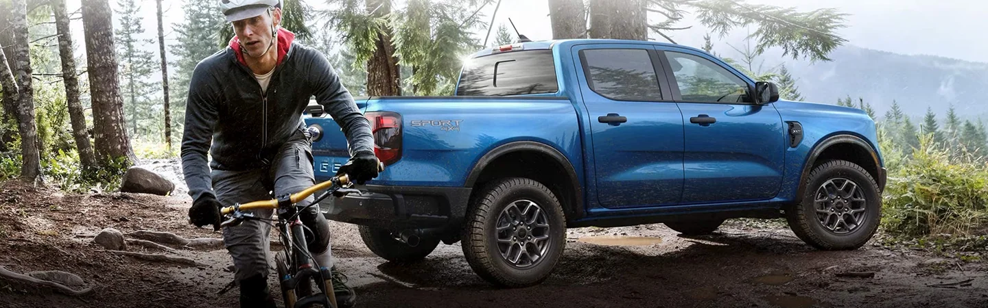 2024 Ford Ranger Specs side back in blue