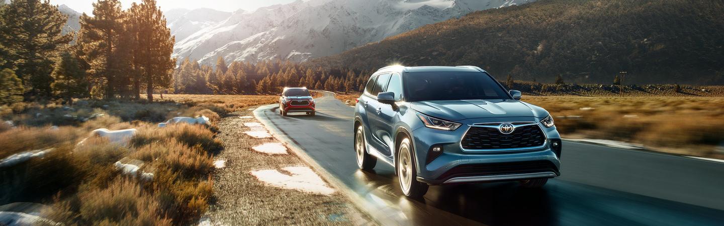 Driving 2021 Toyota Highlander on the road
