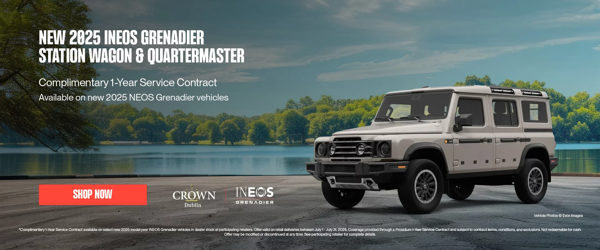 New 2025 INEOS Grenadier Station Wagon & Quartermaster Complimentary 1-Year Service Contract Available on new 2025 INEOS Grenadier vehicles