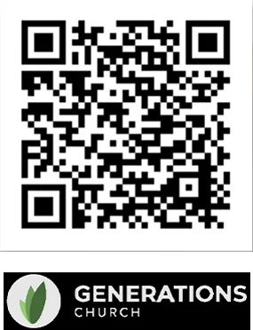 QR code and Generations Church logo