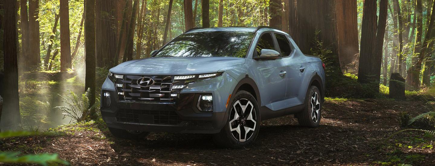 2022 Hyundai Santa Cruz parked in woods