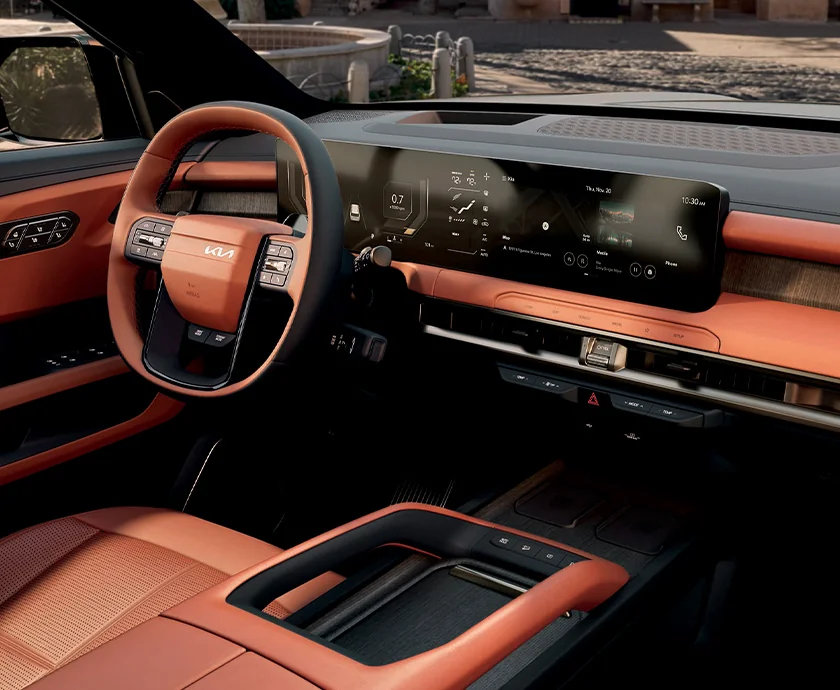 The sophisticated interior of the new 2027 Kia Telluride, highlighting premium finishes and innovative features.