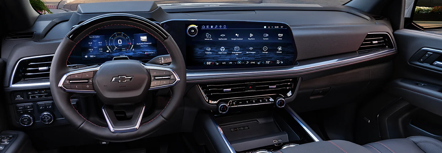 Interior view of the deachboard of a 2025 Chevrolet Tahoe