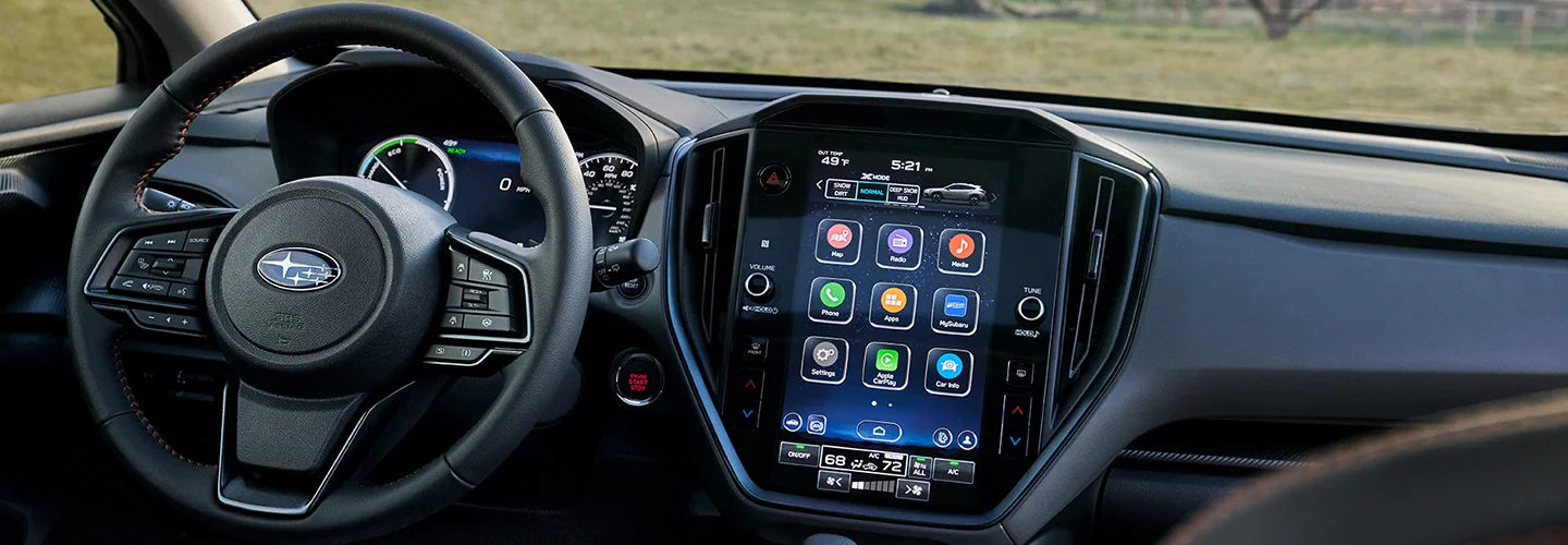 Interior view of the dashboard and Technology of a 2026 Subaru Crosstrek
