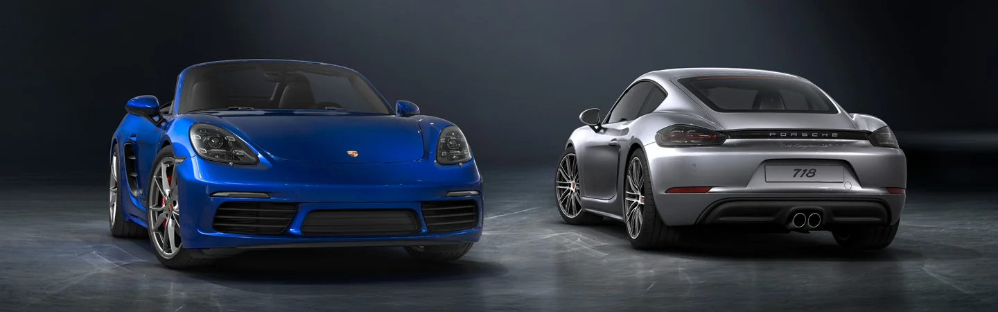 blue and silver 2025 Porsche 718 Cayman Bases