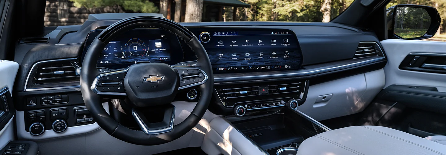 Interior view of the dashboard and tech of 2025 Chevrolet