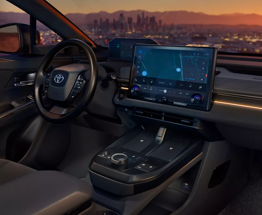 a Toyota C-HR interior showing the front seating area