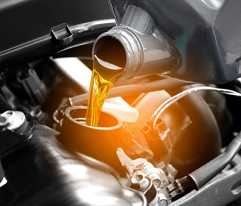 Oil change being preformed