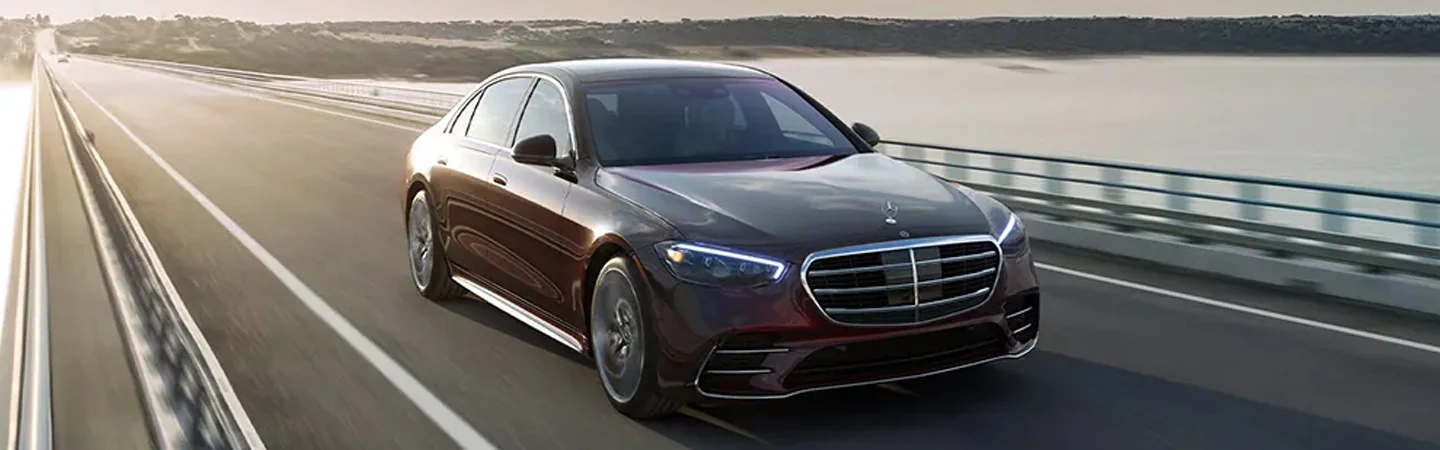 2024 Mercedes-Benz S-Class Specs dark red front view 