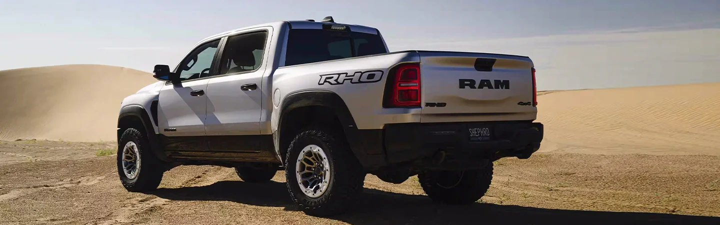 2025 RAM 1500 RHO Specs bvack side in blue