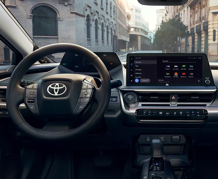 Toyota Prius interior showing the front seating area