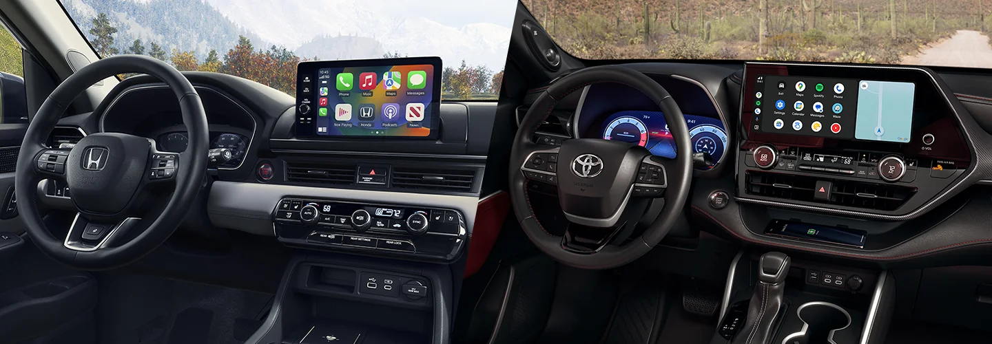 2025 Honda Pilot vs Toyota Highlander interior view