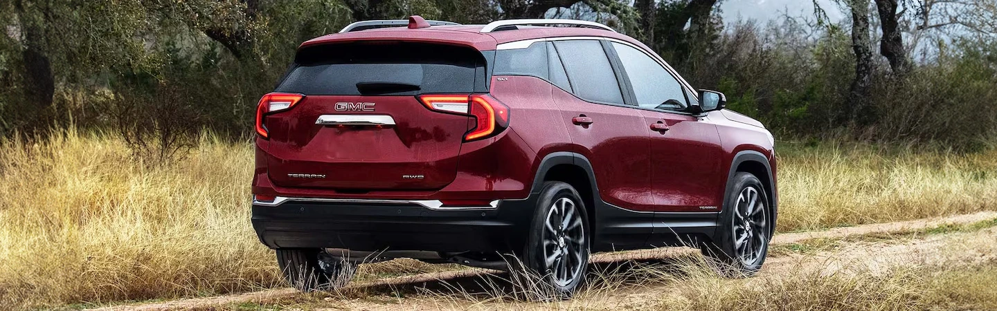 2024 GMC Terrain vs Honda CR-V back side view red