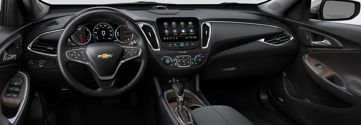 Interior view of the dashboard of a 2025 Chevrolet Malibu