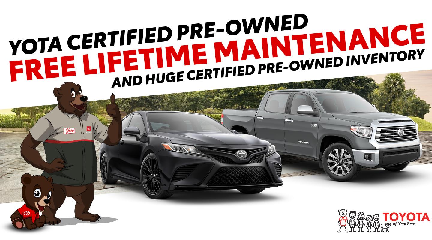 YOTA Certified Pre-Owned Free Lifetime Maintenance