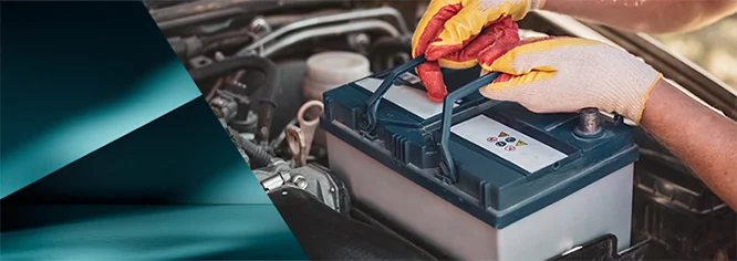 Car battery being installed