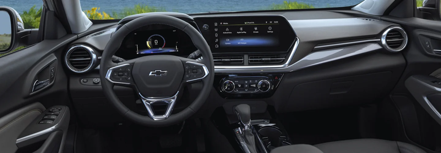 Interior view of the dashboard of a 2025 Chevrolet Trax