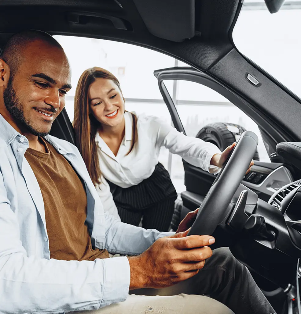 sitting inside new car