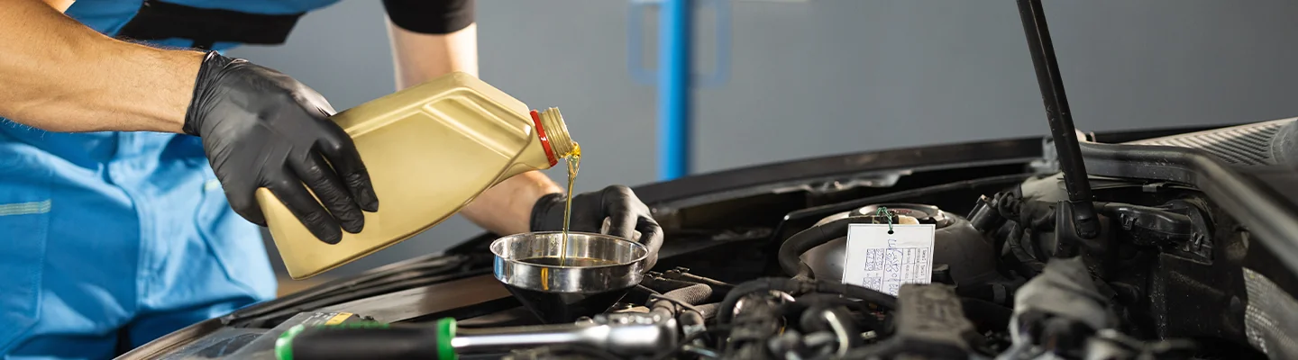 Oil change being done