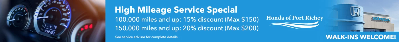 High Mileage Service Special 100,000 miles and up: 15% discount (Max $150) 200,000 miles and up: 20% discount (Max $200)