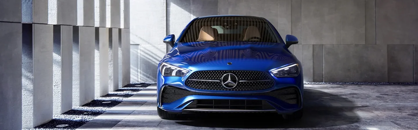 2024 Mercedes CLE Coupe front side in blue