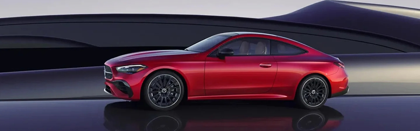 2024 Mercedes CLE Coupe side front in red