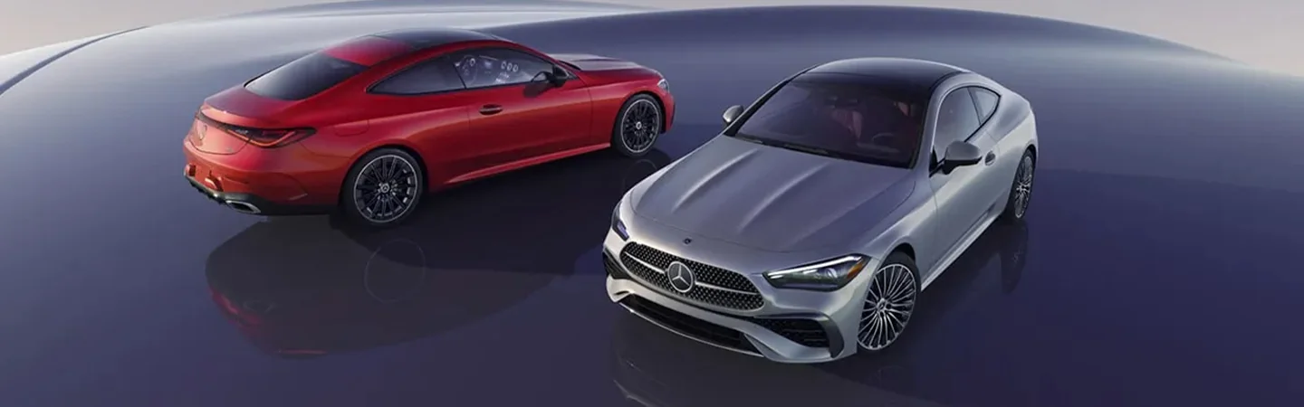 2024 Mercedes CLE Coupe back side in red front side in silver