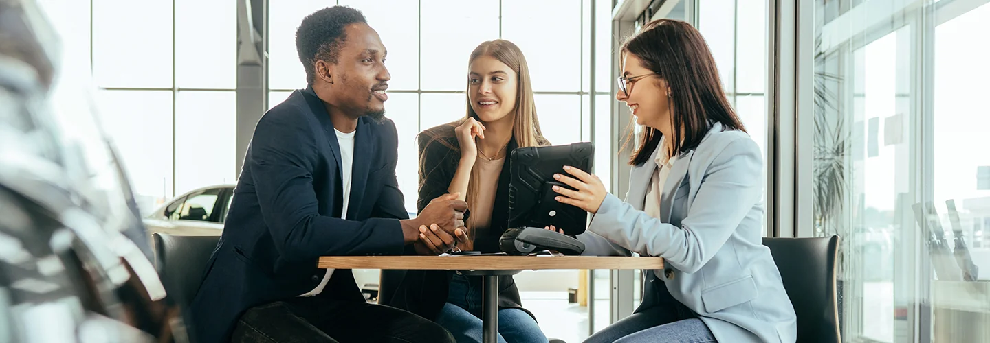 Customer talking to sales person