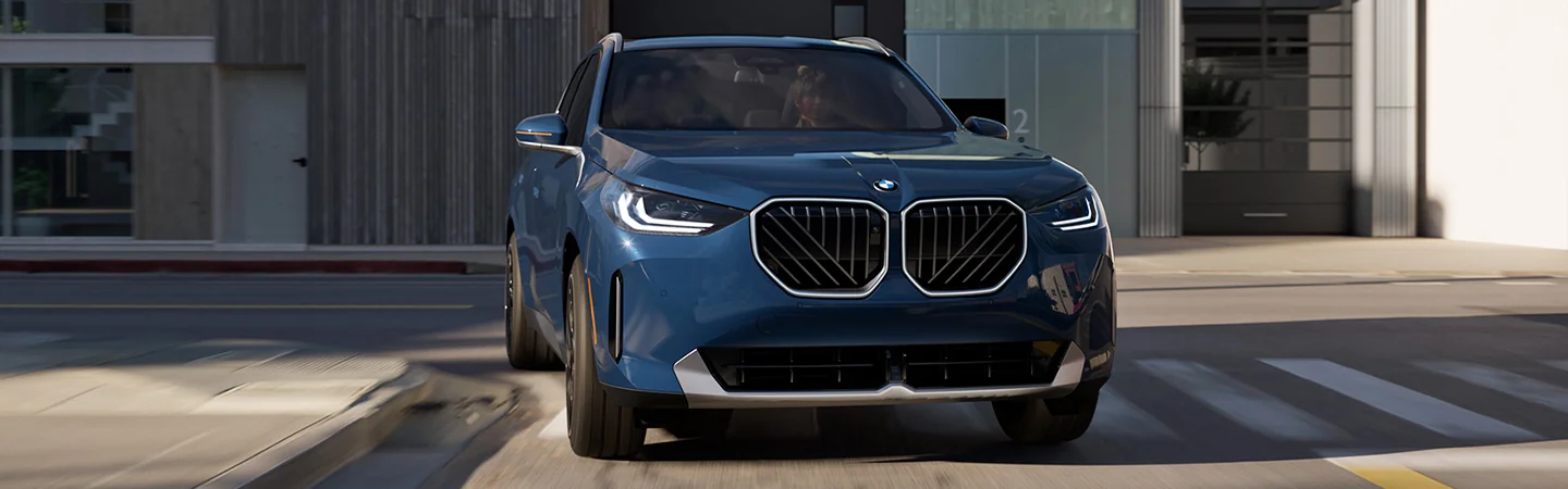2025 BMW X3 vs BMW X5 blue color Car Standing on City view