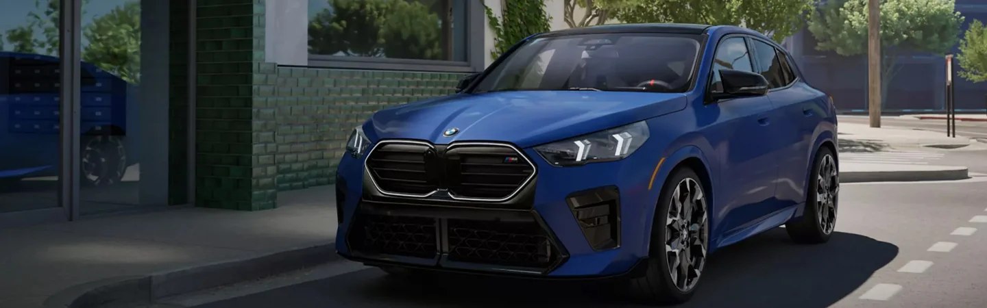 2024 BMW X1 vs BMW X2 front side view blue
