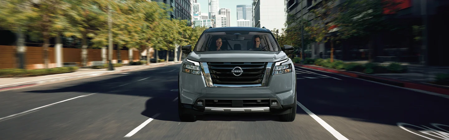 front gray Nissan Pathfinder