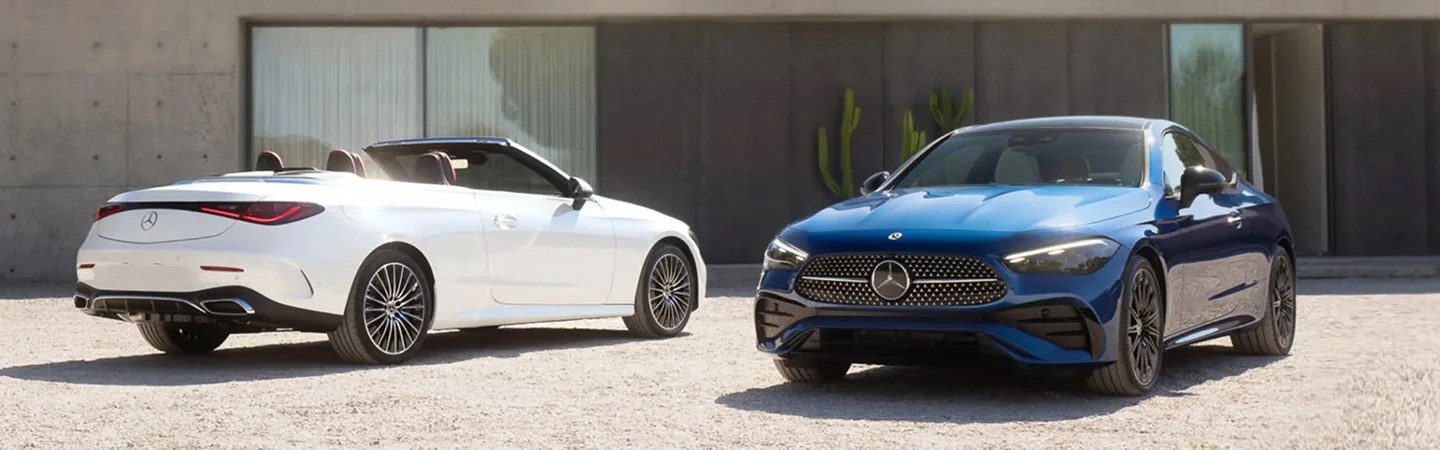 2024 Mercedes-Benz CLE Coupe Specs white and blue font backview