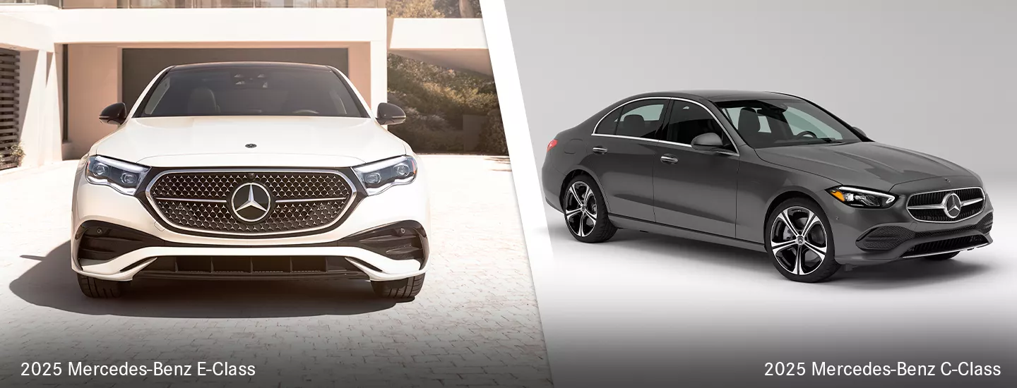 Side by side comparison of the 2025 Mercedes-Benz E-Class and C-Class