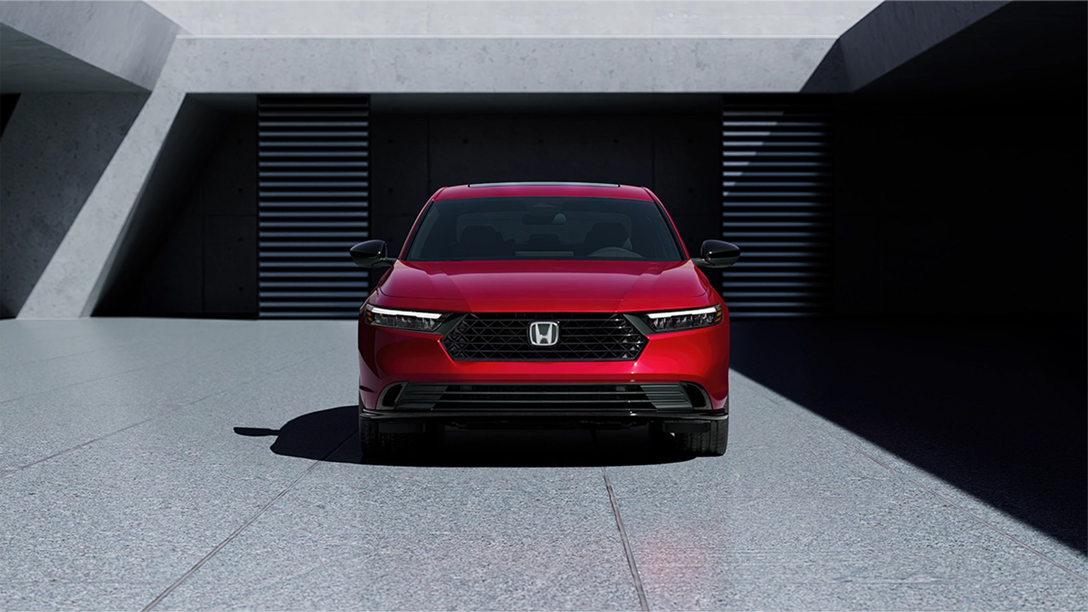 front view of a 2022 Honda Accord Hybrid parked on covered bridge