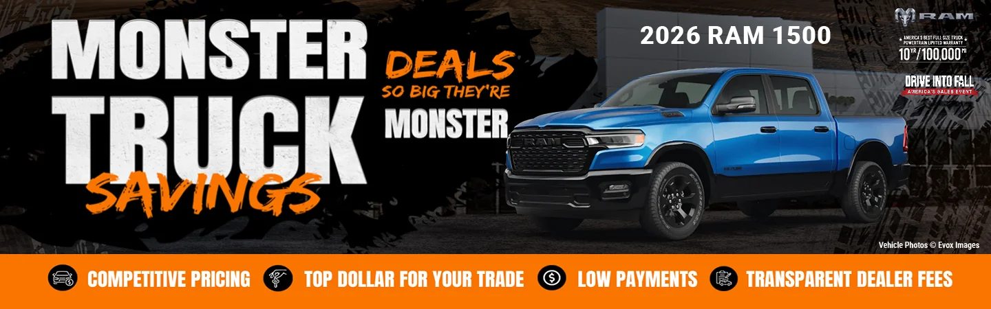 Monster truck Savings - deals so big theyre Monster - Vaden Chrysler Dodge Jeep RAM Savannah