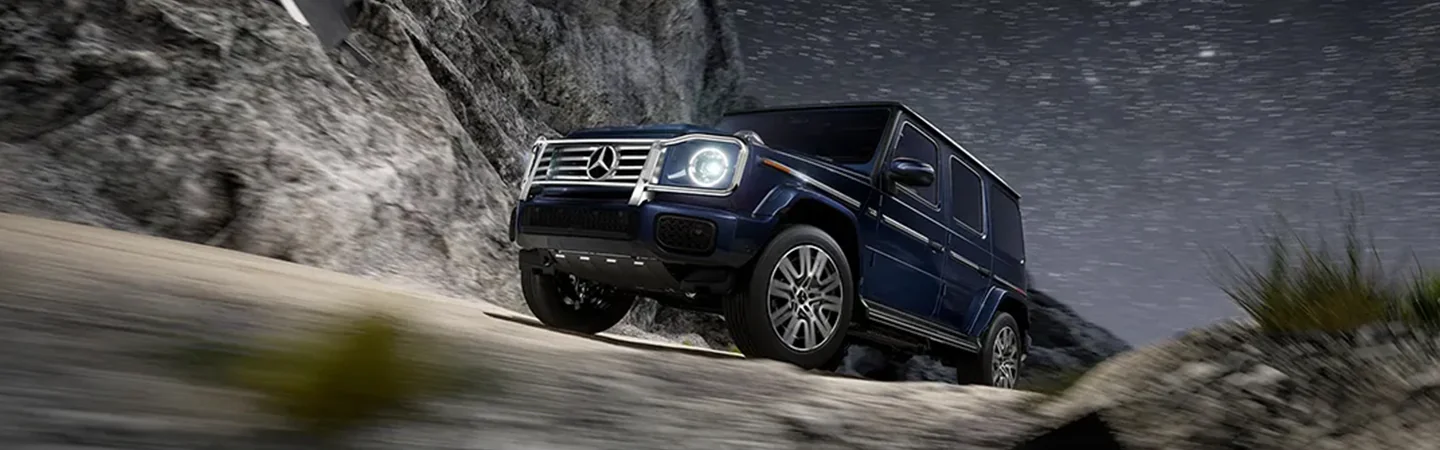 Mercedes G-Class Specs blue front view 