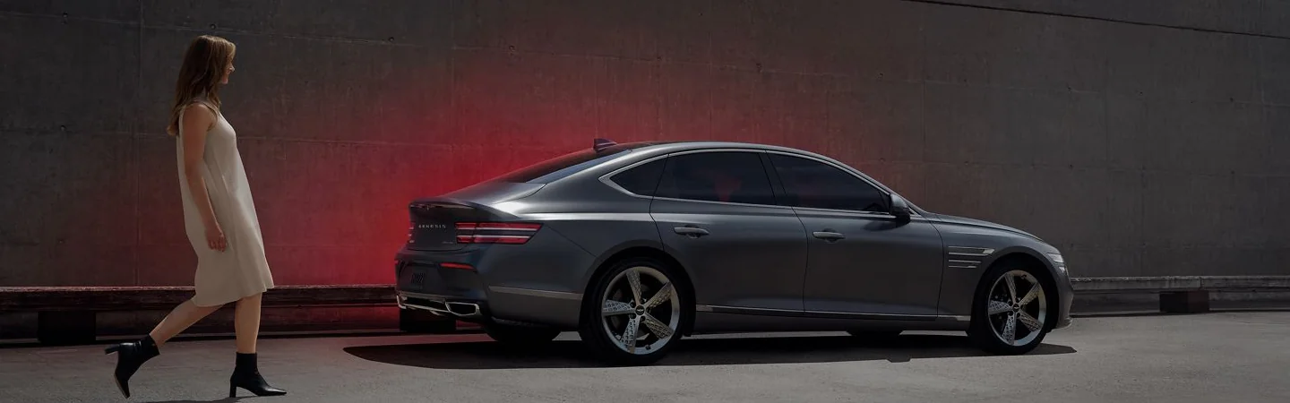 2024 Genesis G80 Specs back side in silver 