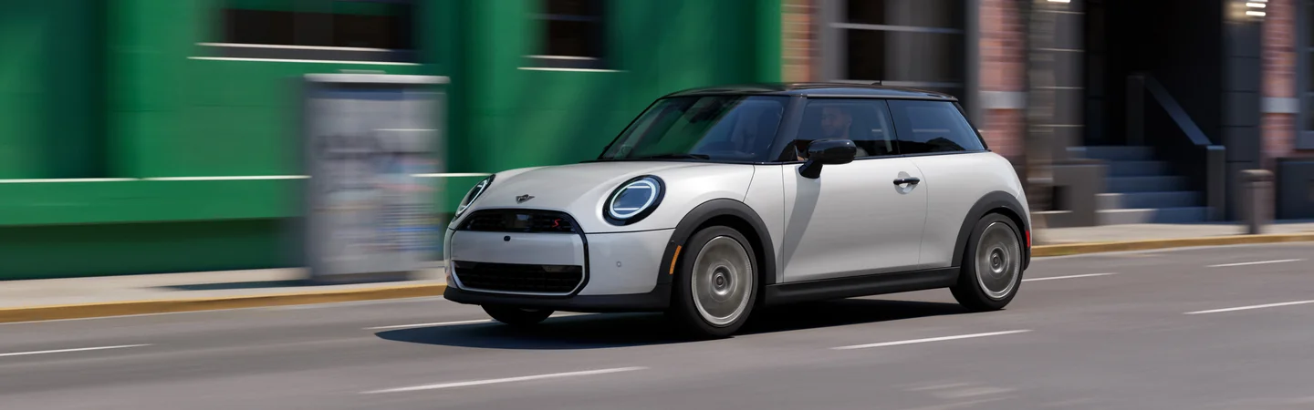 white 2025 MINI Cooper 2 Door in motion