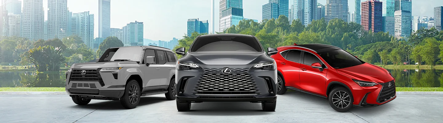 Front view of 3 Lexus SUVs