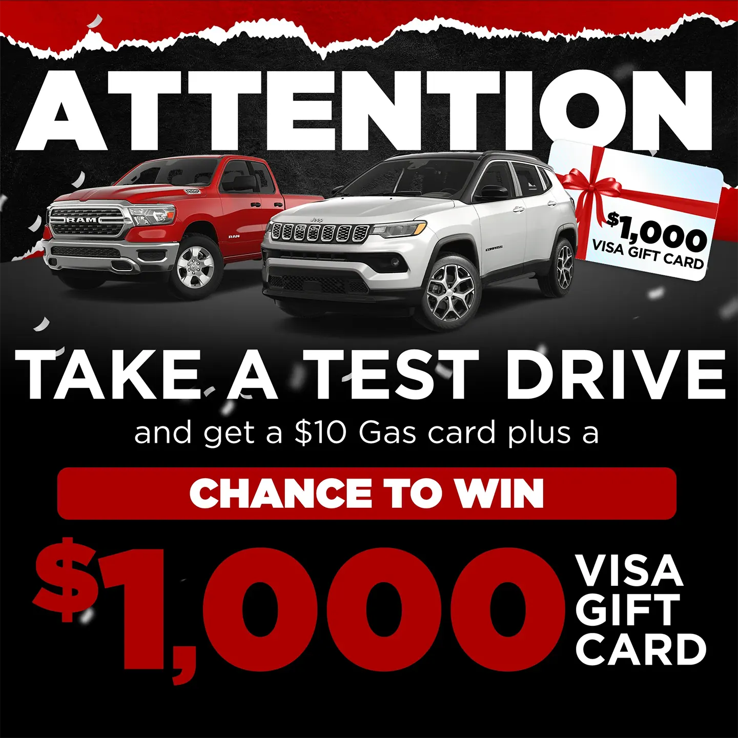 Take a test drive win $1,000